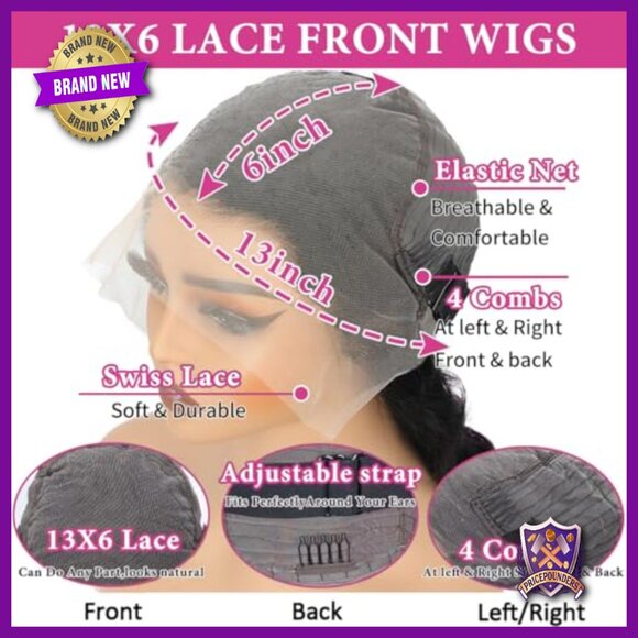 13x6 Lace Front Human Hair Wig Pre Plucked Glueless Body Wave 20 Inch main image 4